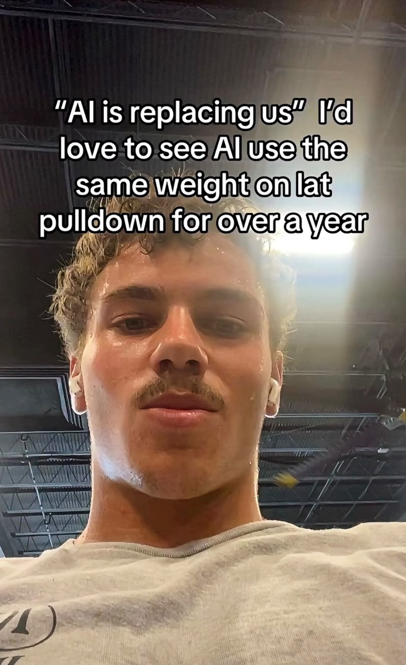 INI "Al is replacing us" I'd love to see Al use the same weight on lat pulldown for over a year
