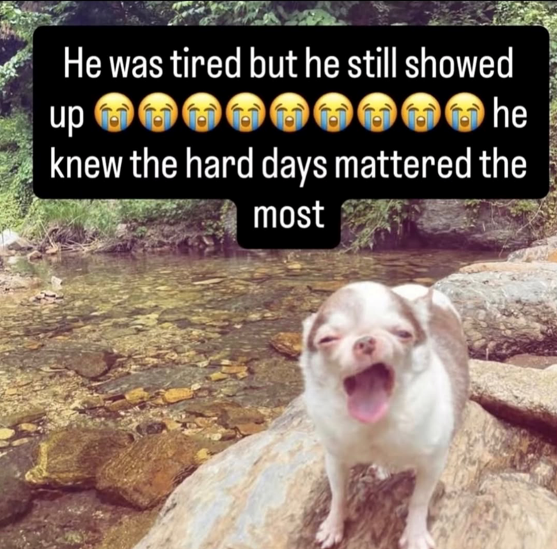 He was tired but he still showed up he knew the hard days mattered the most