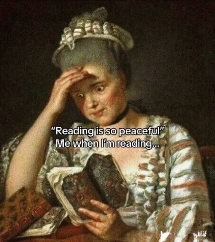 "Reading is so peaceful" Me when I'm reading... Sublis عناد