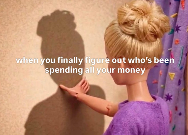 when you finally figure out who's been spending all your money