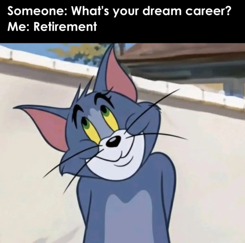 Someone: What's your dream career? Me: Retirement