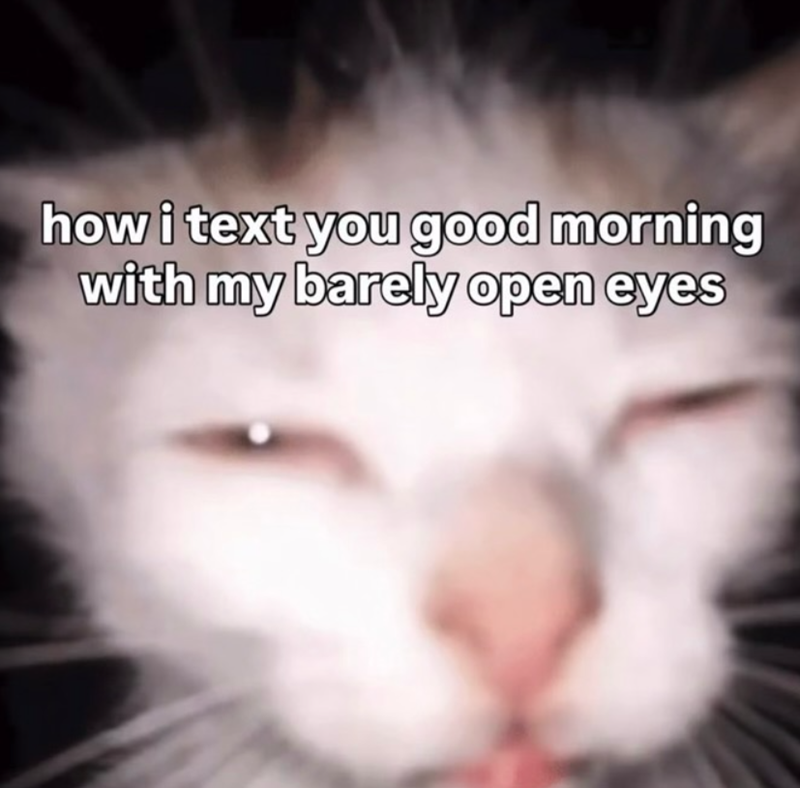 how i text you good morning with my barely open eyes
