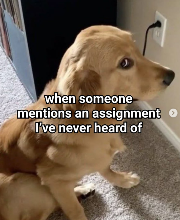when someone mentions an assignment I've never heard of
