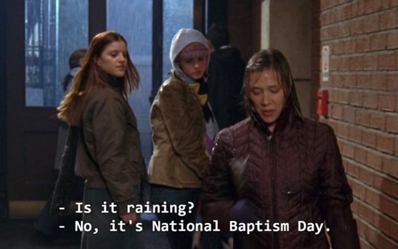 - - Is it raining? No, it's National Baptism Day.