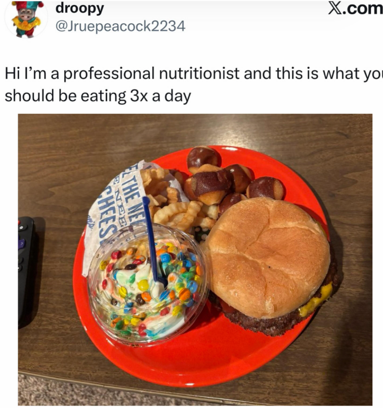 droopy X.com @Jruepeacock2234 Hi I'm a professional nutritionist and this is what you should be eating 3x a day CHEES ENEE THE NEOS