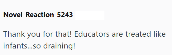 Novel_Reaction_5243 Thank you for that! Educators are treated like infants...so draining!