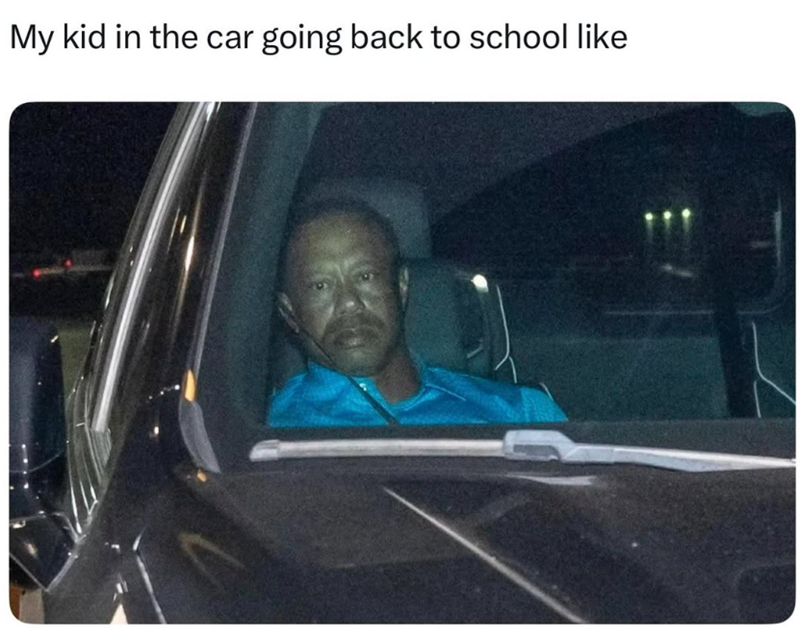 My kid in the car going back to school like