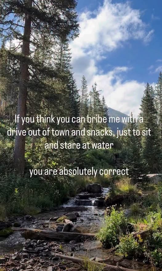 If you think you can bribe me with a drive out of town and snacks, just to sit and stare at water you are absolutely correct