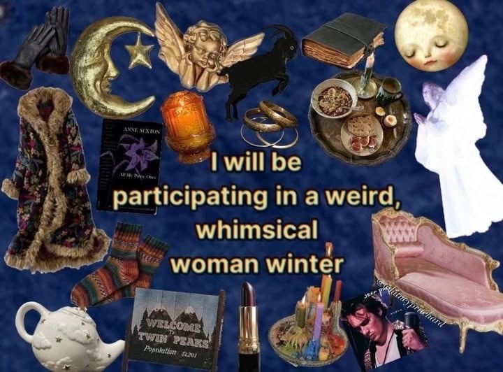 ANNE SEXTON I will be participating in a weird, whimsical woman winter WELCOME TWIN PEAKS Population $1201 hitneypritchard