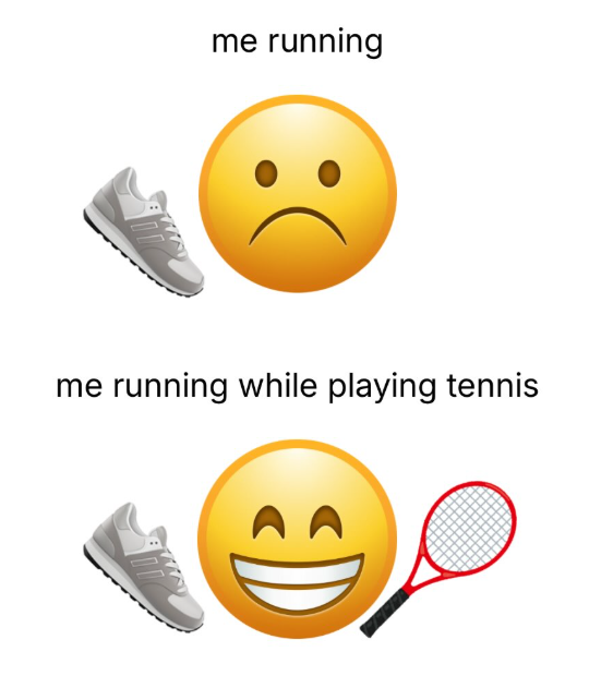 me running me running while playing tennis