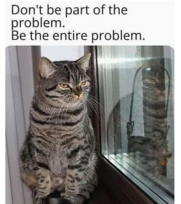 Don't be part of the problem. Be the entire problem.