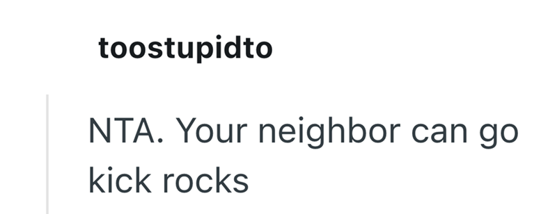 toostupidto NTA. Your neighbor can go kick rocks