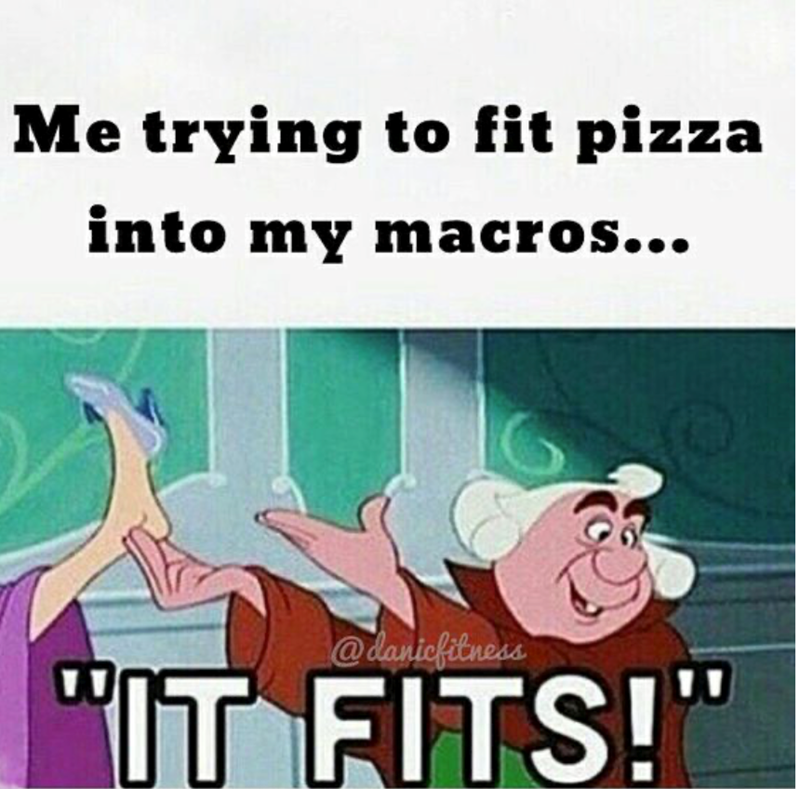 Me trying to fit pizza into my macros... @danicfitness "IT FITS!"
