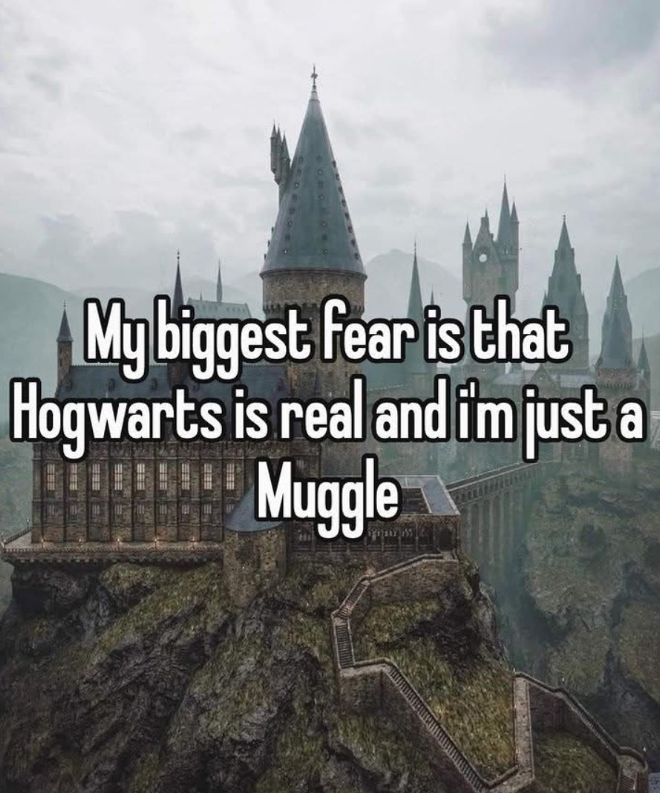 My biggest fear is that Hogwarts is real and i'm just a Muggle