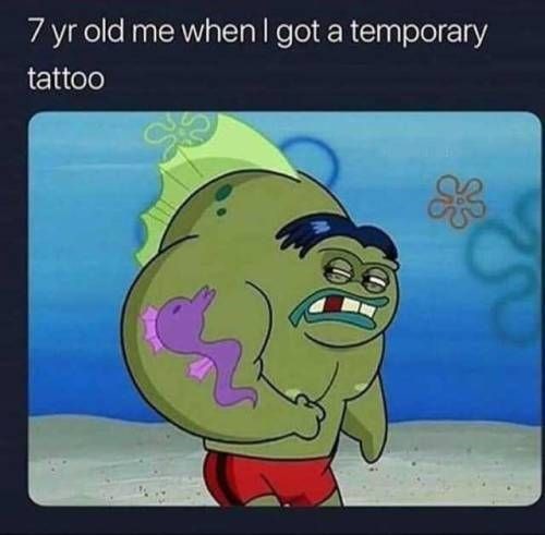 7 yr old me when I got a temporary tattoo