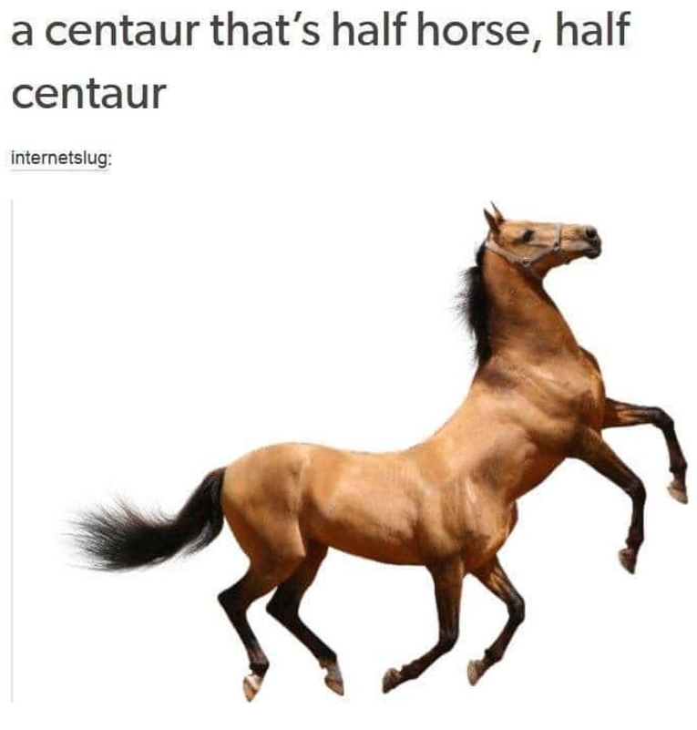 a centaur that's half horse, half centaur internetslug: