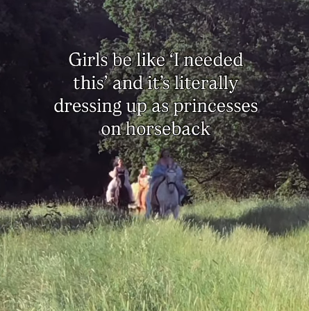 Girls be like 'I needed this' and it's literally dressing up as princesses on horseback