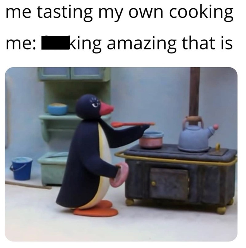 me tasting my own cooking. me: king amazing that is