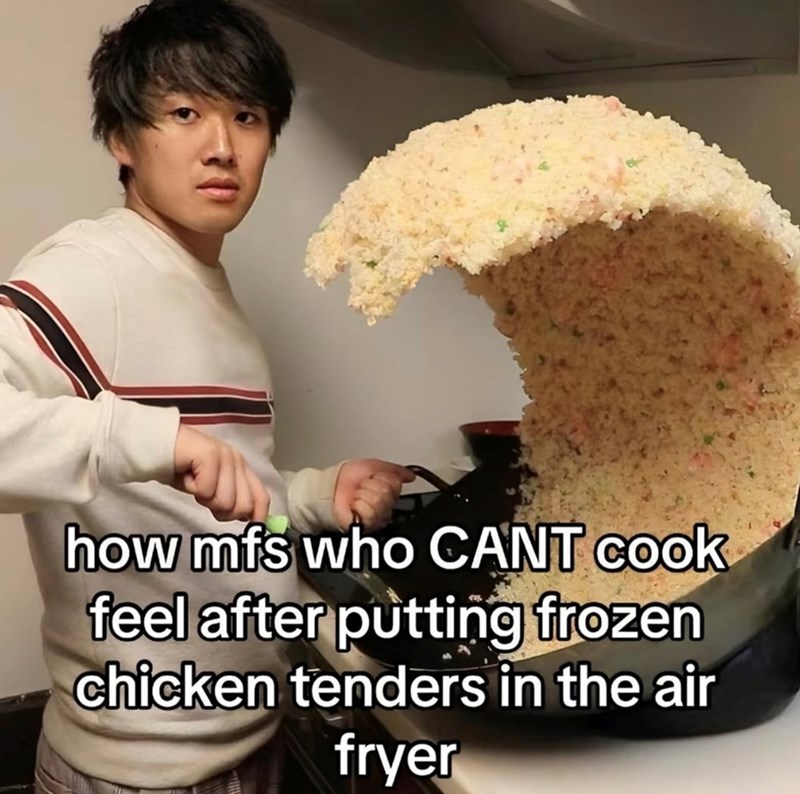 how mfs who CANT cook feel after putting frozen chicken tenders in the air fryer