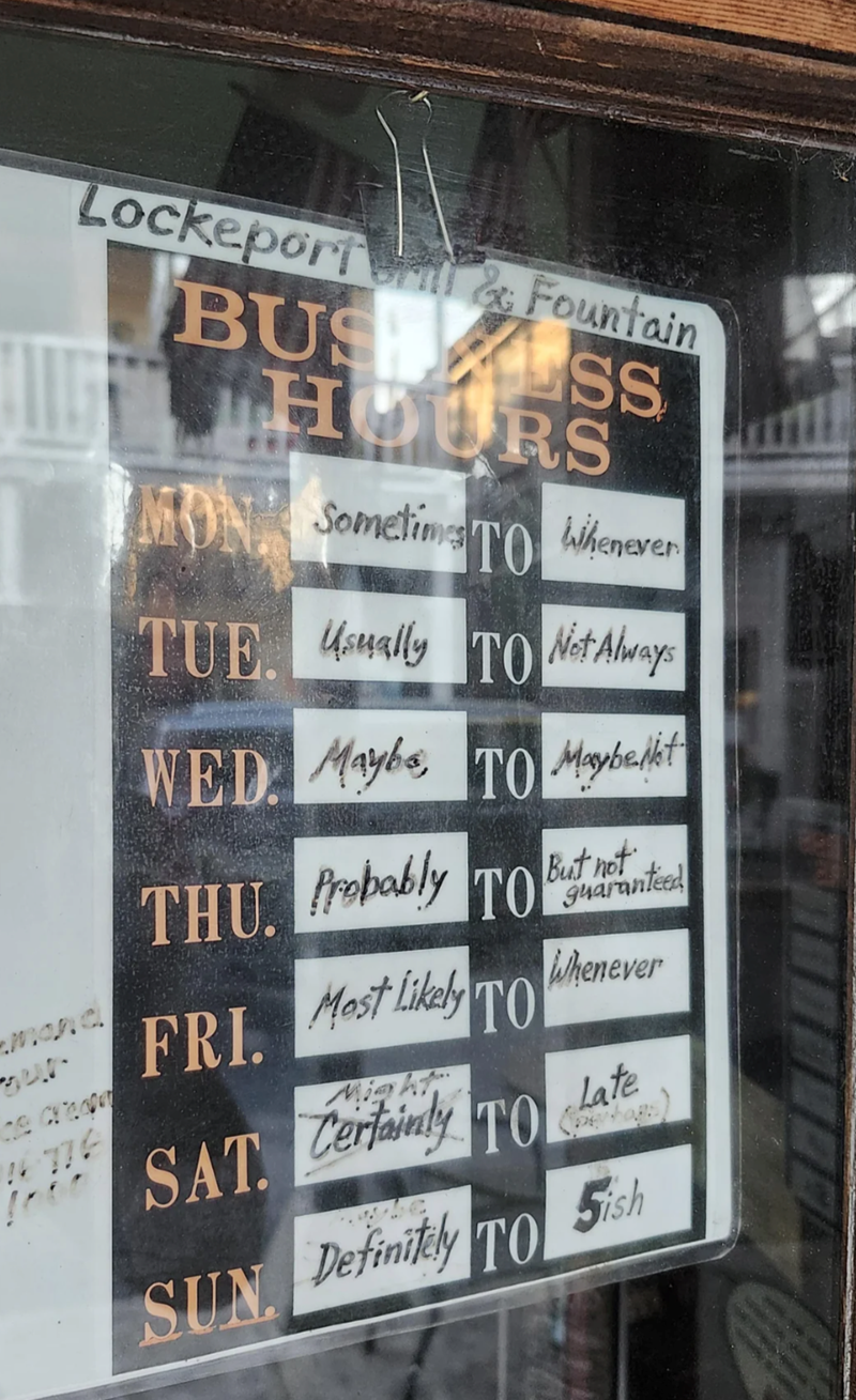 Lockeport&Fountain BUSSS HOURS MON Sometimes TO Whenever TUE. Usually TO Not Always WED. Maybe TO Mybaikt THU. Probably But not TO guaranteed manc FRI. Most likely TO Whenever SAT. Certainly TO Perhap Late SUN Definitely TO Sish