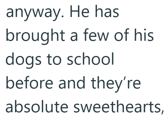 anyway. He has brought a few of his dogs to school before and they're absolute sweethearts,