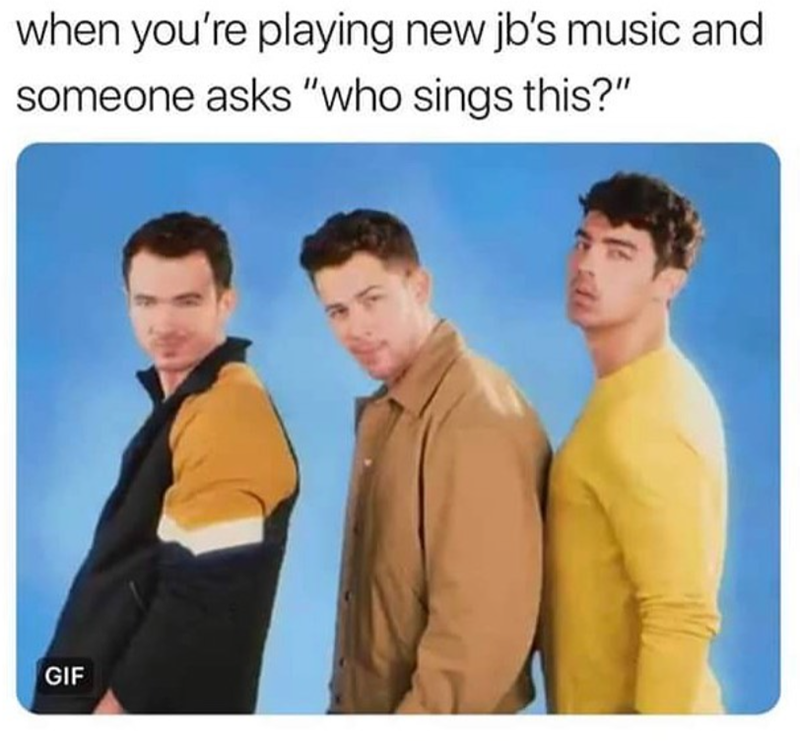 GIF when you're playing new jb's music and someone asks "who sings this?" 才