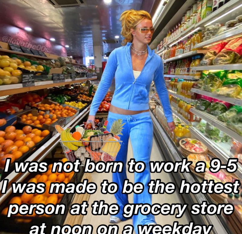 @ilovethe00s I was not born to work a 9-5 I was made to be the hottest person at the grocery store at noon on a weekday