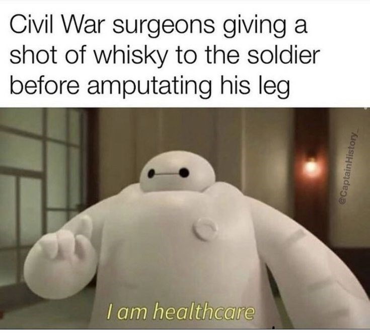 Civil War surgeons giving a shot of whisky to the soldier before amputating his leg I am healthcare @CaptainHistory