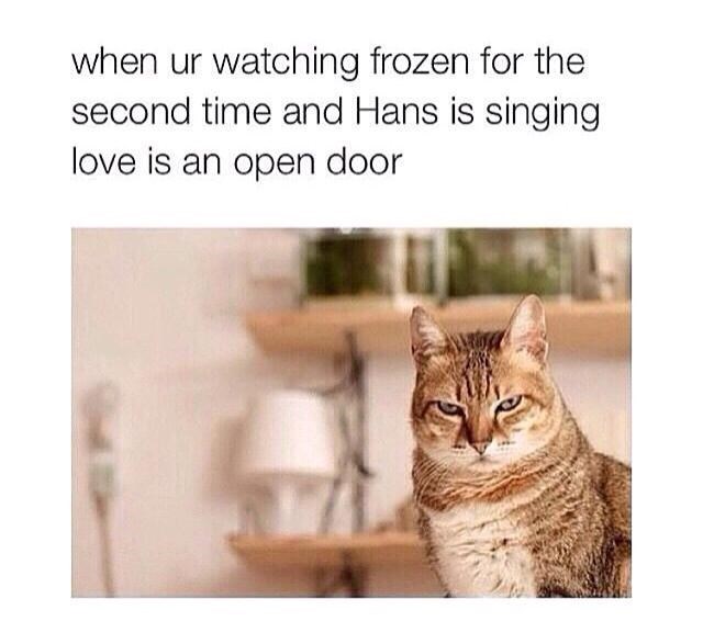 when ur watching frozen for the second time and Hans is singing love is an open door