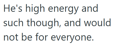 He's high energy and such though, and would not be for everyone.