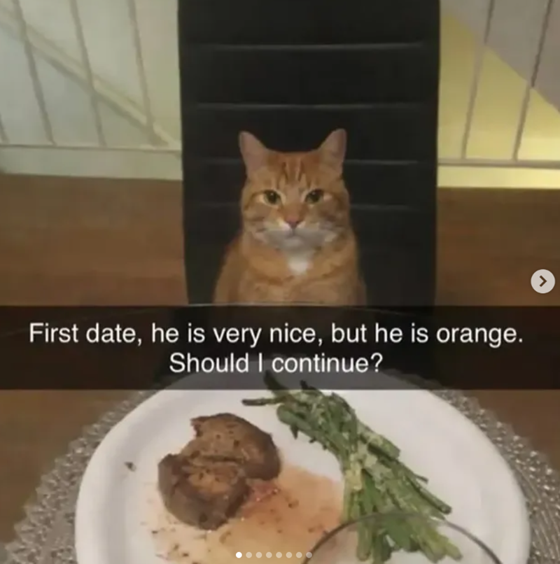 First date, he is very nice, but he is orange. Should I continue? >