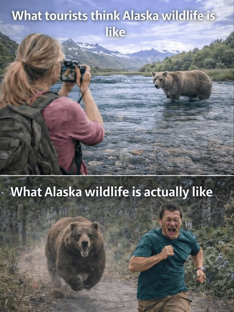 What tourists think Alaska wildlife is like What Alaska wildlife is actually like
