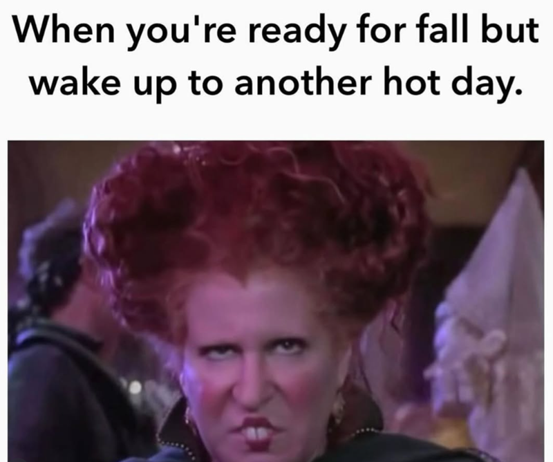 When you're ready for fall but wake up to another hot day.