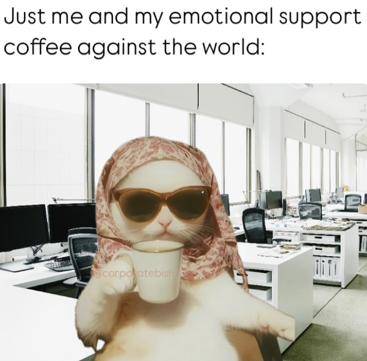 Just me and my emotional support coffee against the world: corporatebish