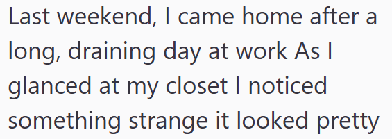 Last weekend, I came home after a long, draining day at work As I glanced at my closet I noticed. something strange it looked pretty