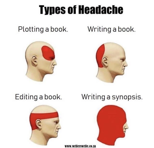 Types of Headache Plotting a book. Writing a book. Editing a book. Writing a synopsis. www.writerswrite.co.za