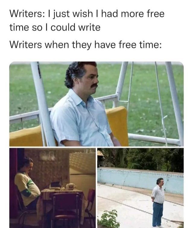 Writers: I just wish I had more free time so I could write Writers when they have free time: