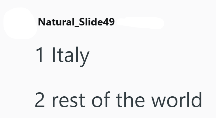 Natural_Slide49 1 Italy 2 rest of the world