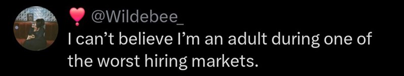 @Wildebee I can't believe I'm an adult during one of the worst hiring markets.