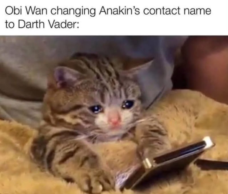 Obi Wan changing Anakin's contact name to Darth Vader: