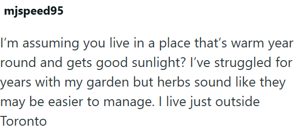 mjspeed95 I'm assuming you live in a place that's warm year round and gets good sunlight? I've struggled for years with my garden but herbs sound like they may be easier to manage. I live just outside Toronto