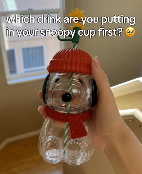 which drink are you putting in your snoopy cup first?