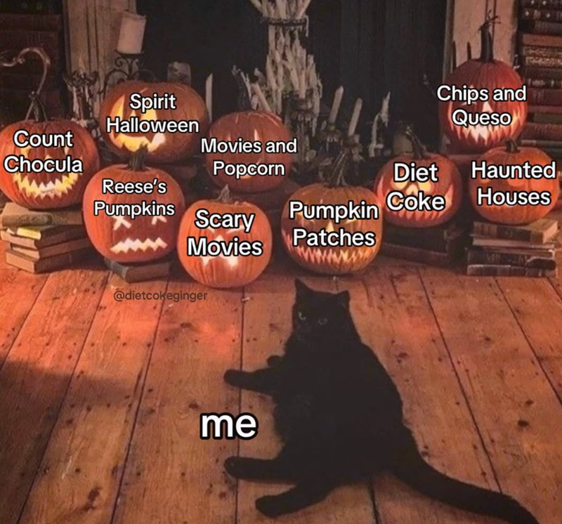 Spirit Halloween Chips and Queso Count Movies and Chocula Popcorn Diet Haunted Reese's Pumpkins Scary Pumpkin Coke Houses Patches Movies @dietcokeginger me