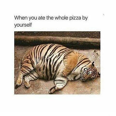 When you ate the whole pizza by yourself