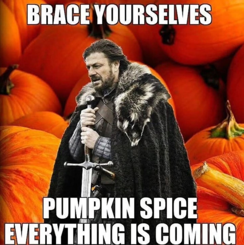 BRACE YOURSELVES PUMPKIN SPICE EVERYTHING IS COMING