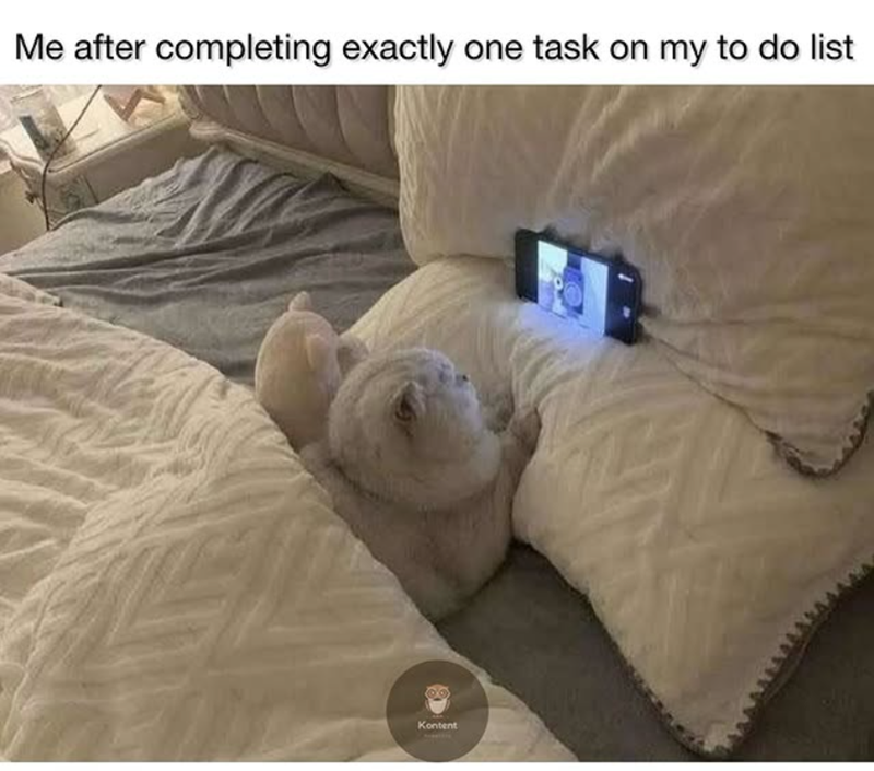 Me after completing exactly one task on my to do list Kontent