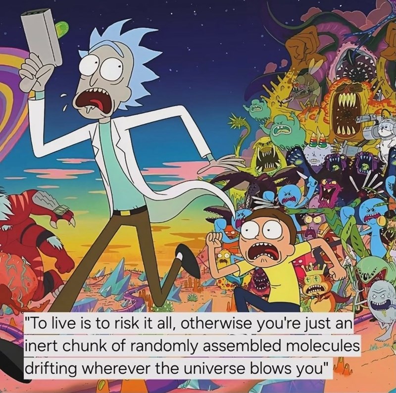 "To live is to risk it all, otherwise you're just an inert chunk of randomly assembled molecules drifting wherever the universe blows you"