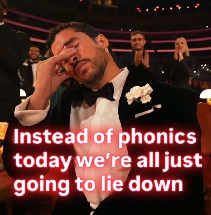 Instead of phonics today we're all just going to lie down