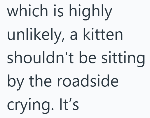 which is highly unlikely, a kitten shouldn't be sitting by the roadside crying. It's
