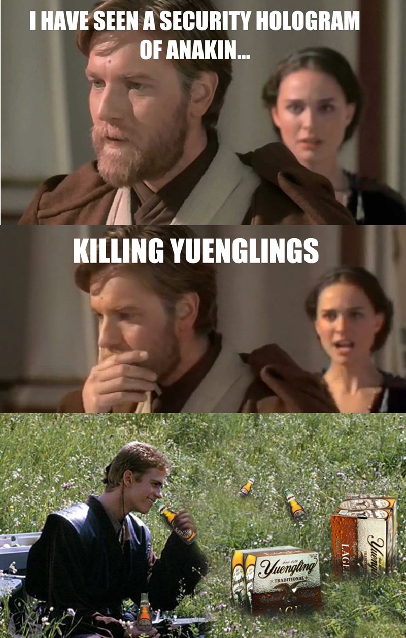 I HAVE SEEN A SECURITY HOLOGRAM OF ANAKIN... KILLING YUENGLINGS Yuengling TRADITIONAL LAGE Miếng